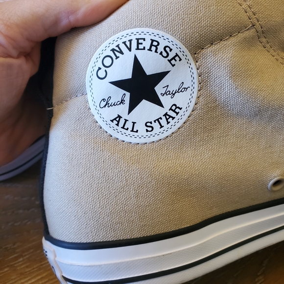 SOLD Converse All Star khaki beige padded high top sneakers size 12 men - Picture 10 of 12